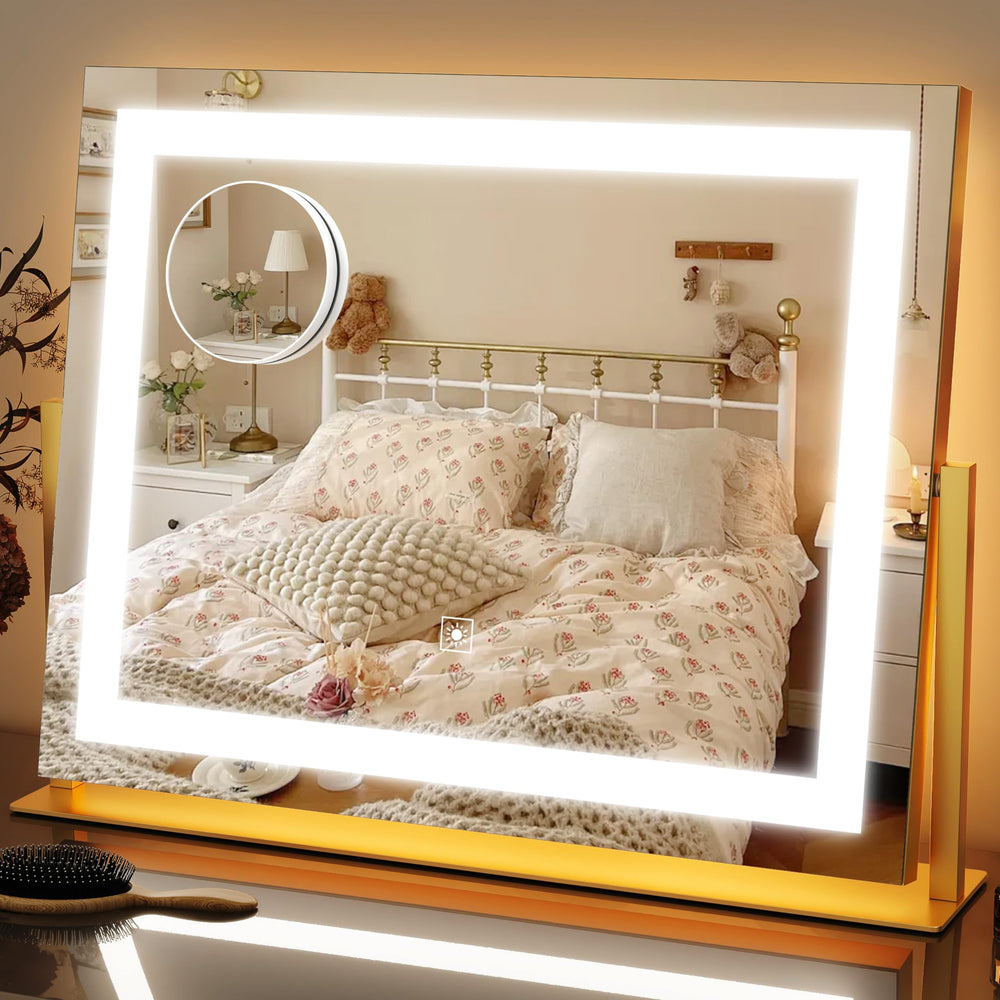 Miroir FENNIO: vue face pour maquillage précis et éclairage homogène.