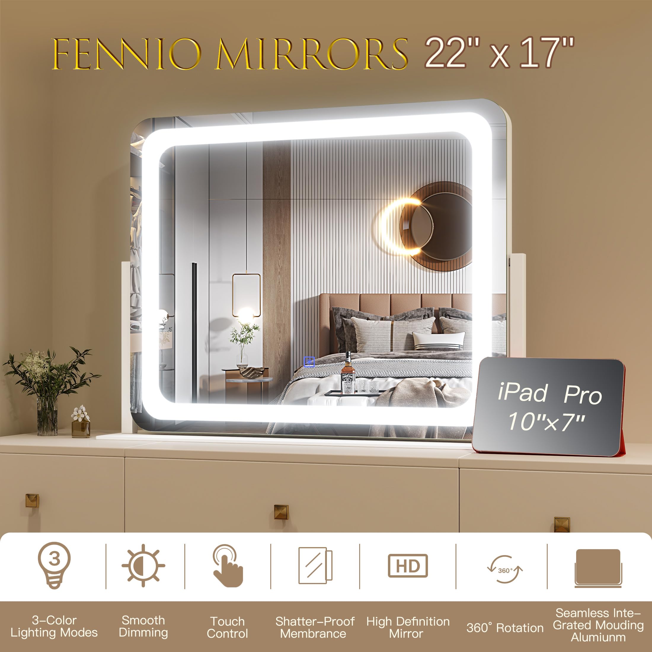 Utilisation sur bureau ou coiffeuse avec le miroir FENNIO