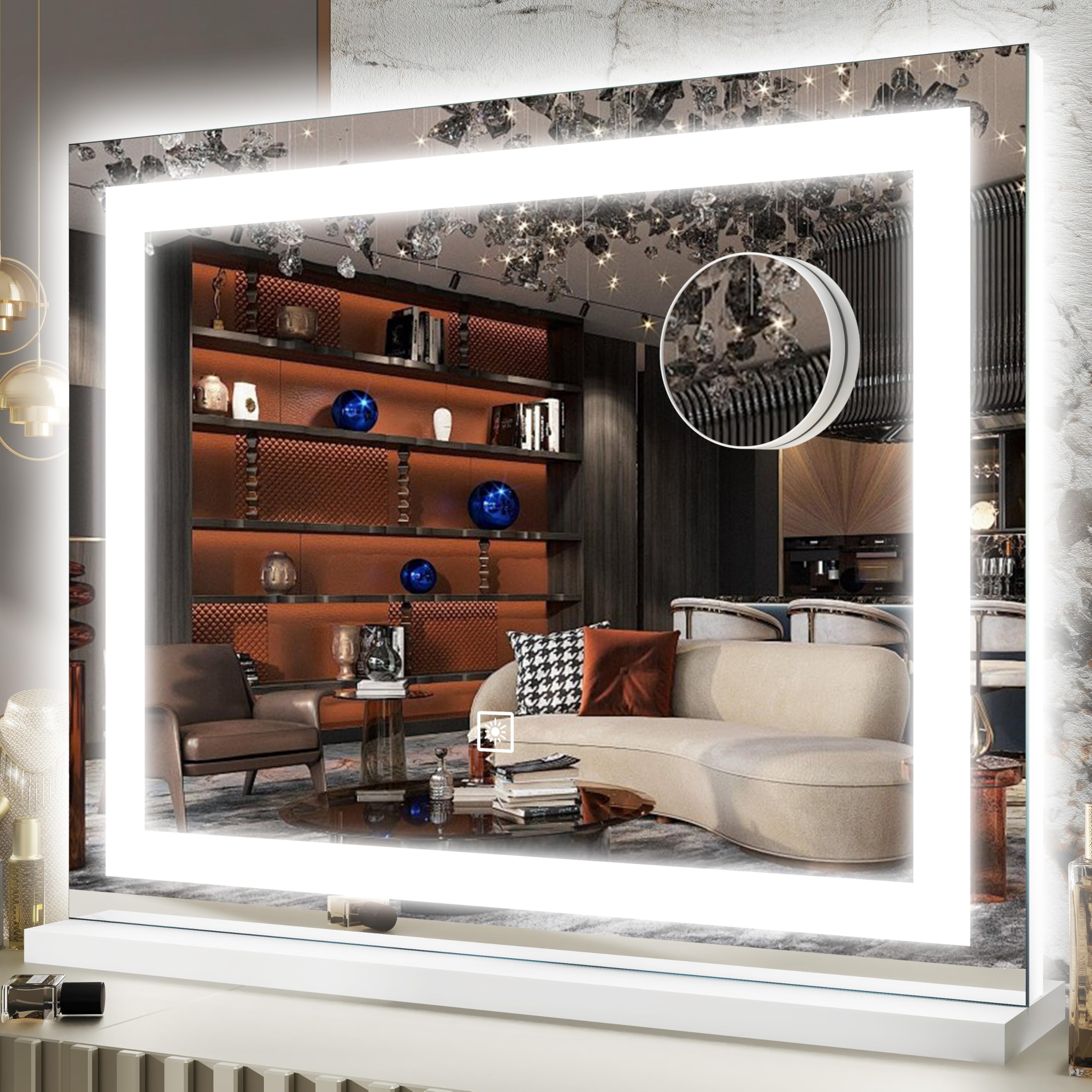 Miroir vanité FENNIO de 22x20, lumière LED intégrée pour un maquillage précis