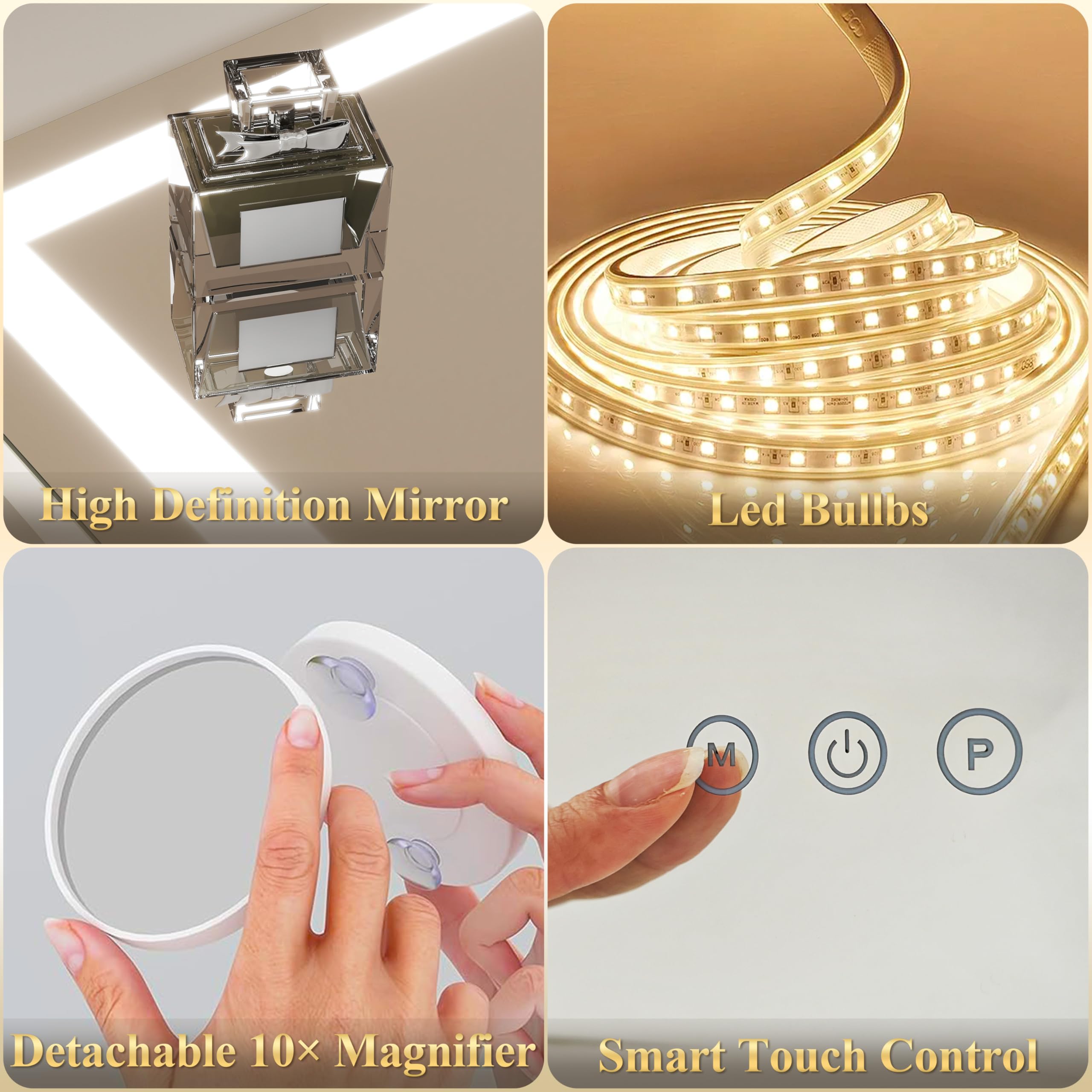 Cadre en aluminium robuste du miroir FENNIO vanité
