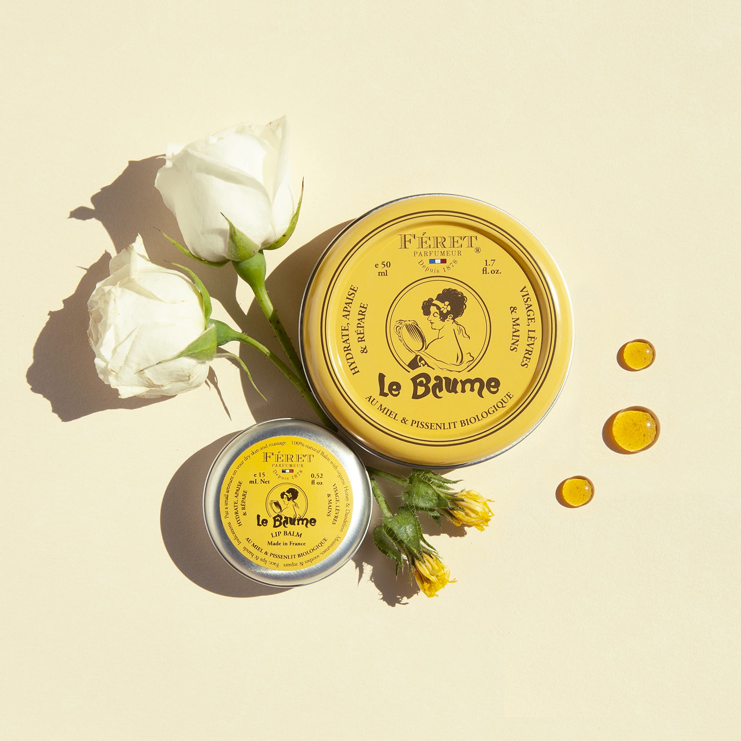 Feret Parfumeur Le Baume Rose Poudré fabriqué en France dans un emballage 15ml.
