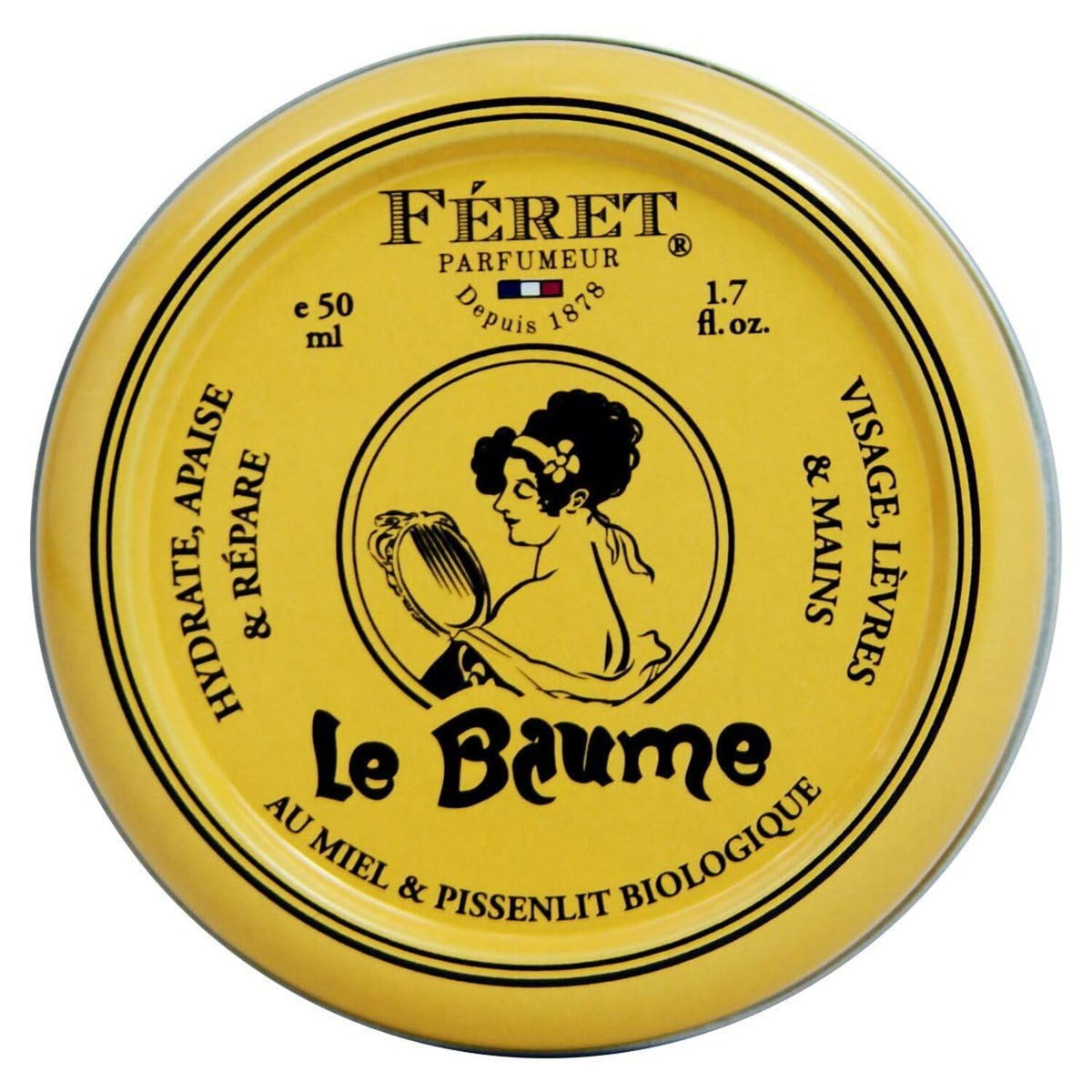 Baume Feret Parfumeur Multi-Usages Rose Poudré dans son pot – hydratation durable pour lèvres et peau.