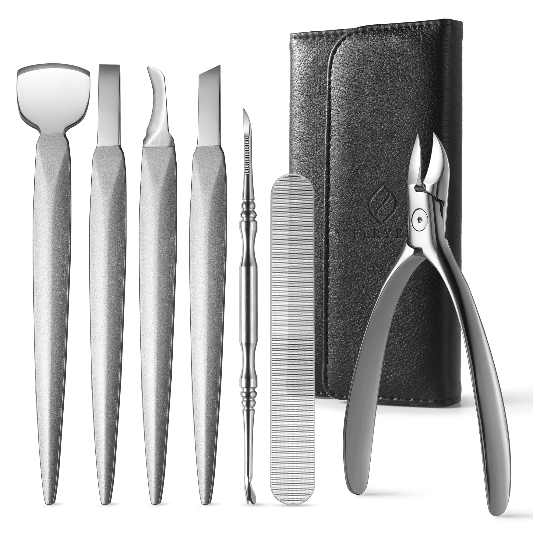 Ensemble FERYES outils pédicure 7pcs pour soins précis des ongles.