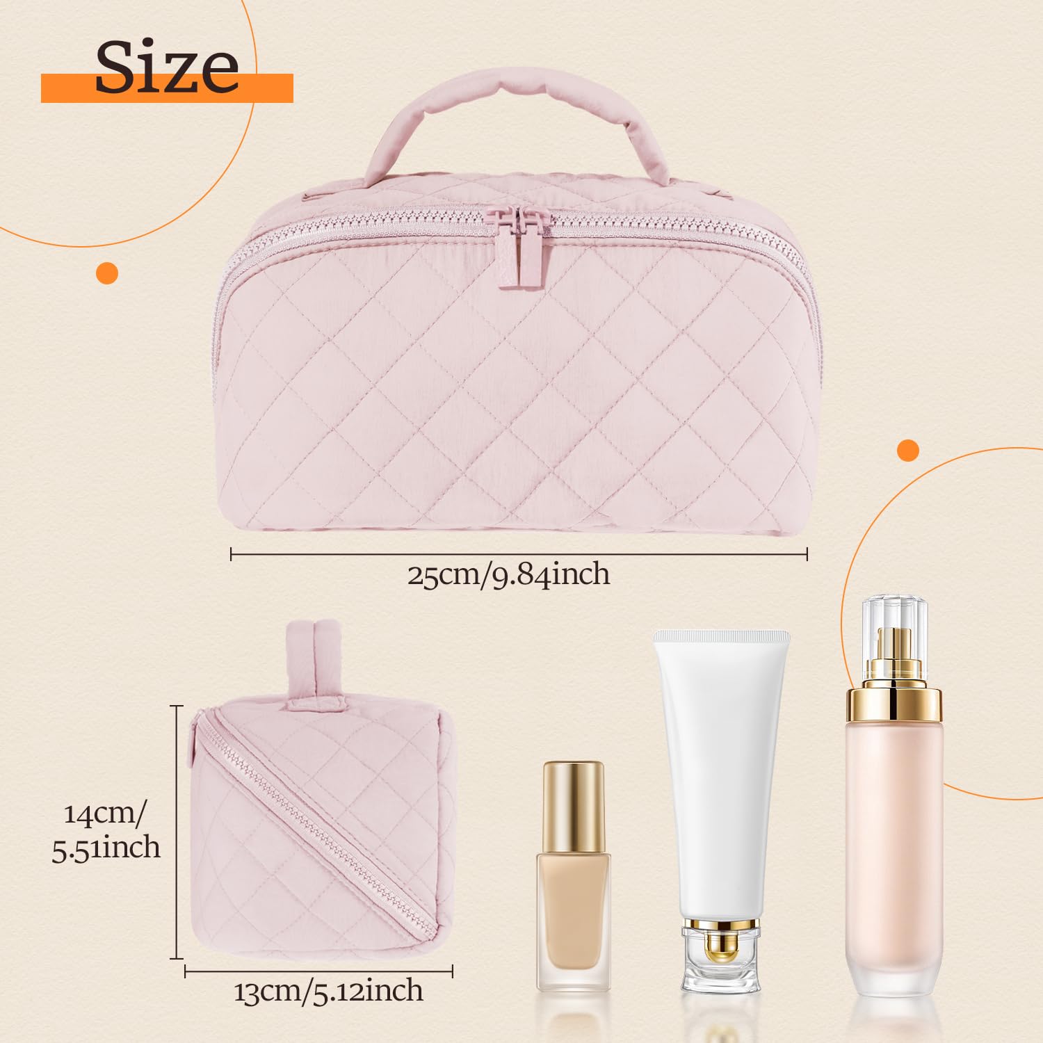 Festivalment pochette maquillage rose grand format, capacité pour palettes et flacons.