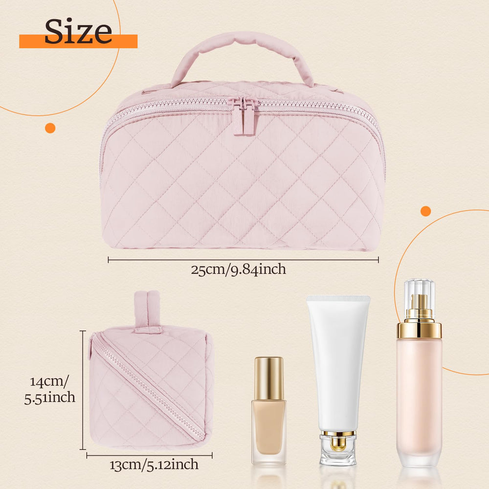 Festivalment pochette maquillage rose grand format, capacité pour palettes et flacons.