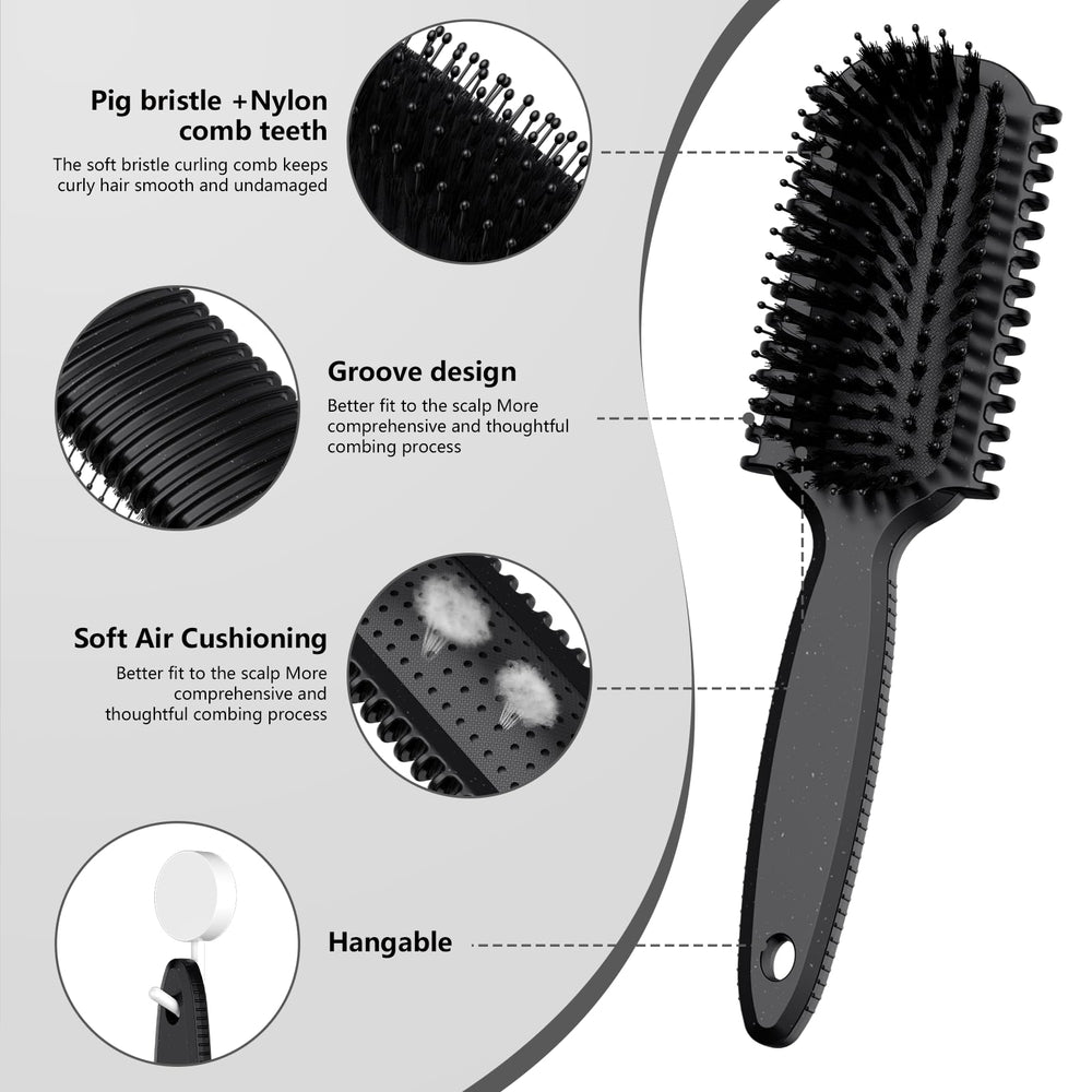 Brosse Fetasma pour cheveux bouclés, flexible et agréable à utiliser.