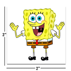 Feuilles de tatouages Spongebob montrant plusieurs motifs 2 po x 2 po.