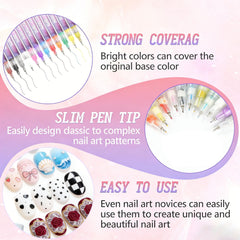 Kit polyvalent de feutres art des ongles 12 couleurs, usages multiples.