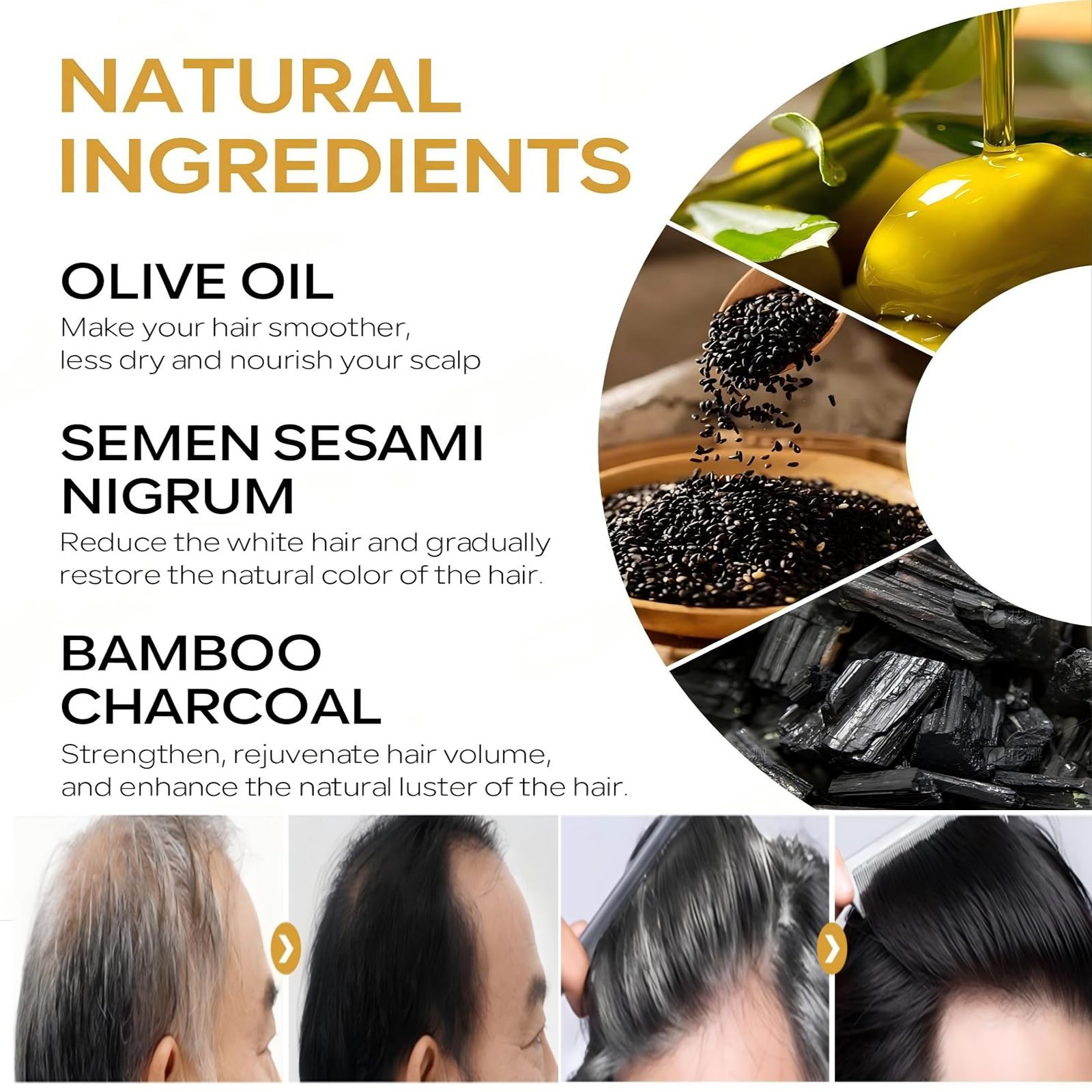 F FENG PEI black shampoo bar lather forming on hair for cleansing