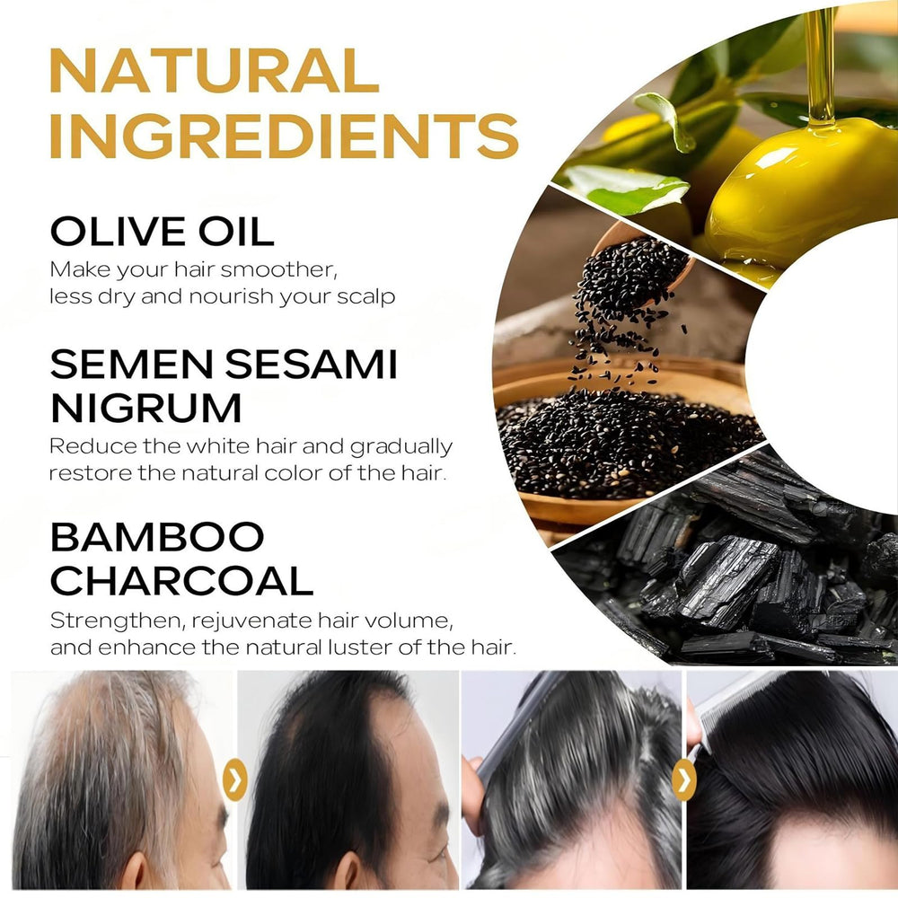 F FENG PEI black shampoo bar lather forming on hair for cleansing