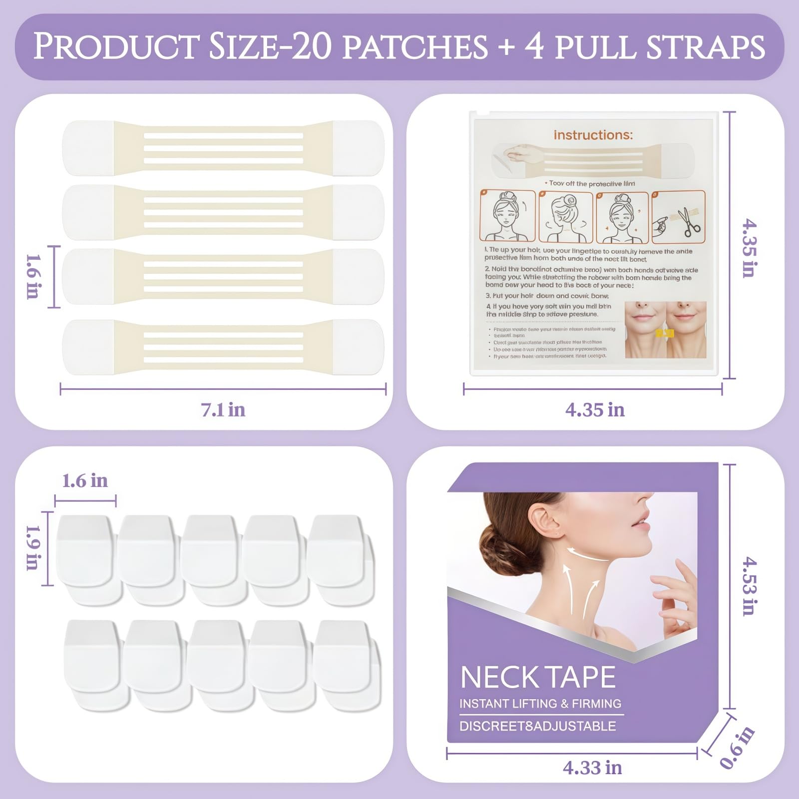 FHH Neck Lift Tape - patchs transparents qui affinent visuellement le contour.