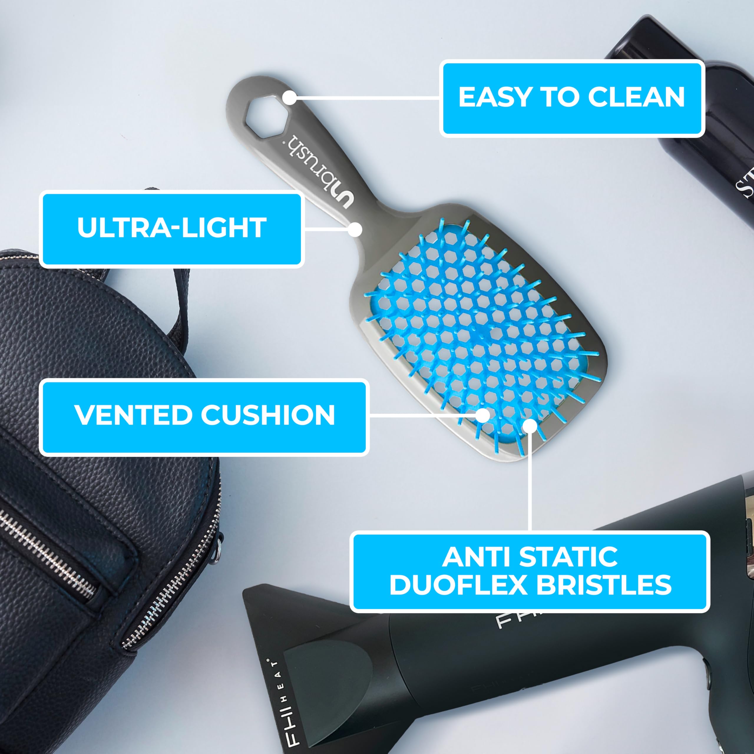 FHI Heat UNbrush, brins longs et moyens faciles à démêler.