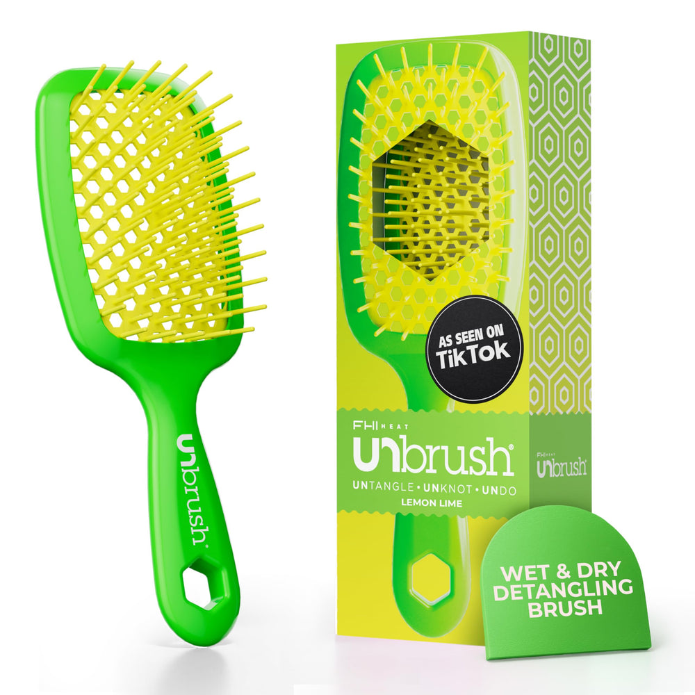 Brosse UNbrush de FHI Heat, démêlage sans douleur sur cheveux mouillés et secs.