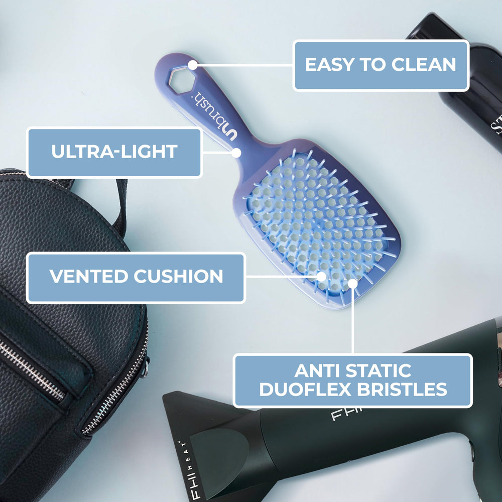 UNbrush – utilisable sur cheveux humides et secs.