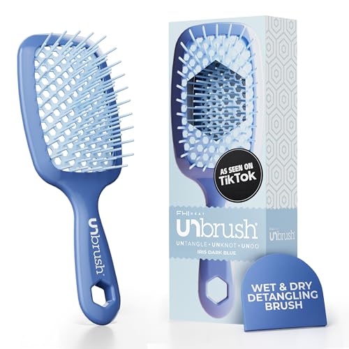 UNbrush – dents DuoFlex anti-statiques démêlant en douceur les cheveux.