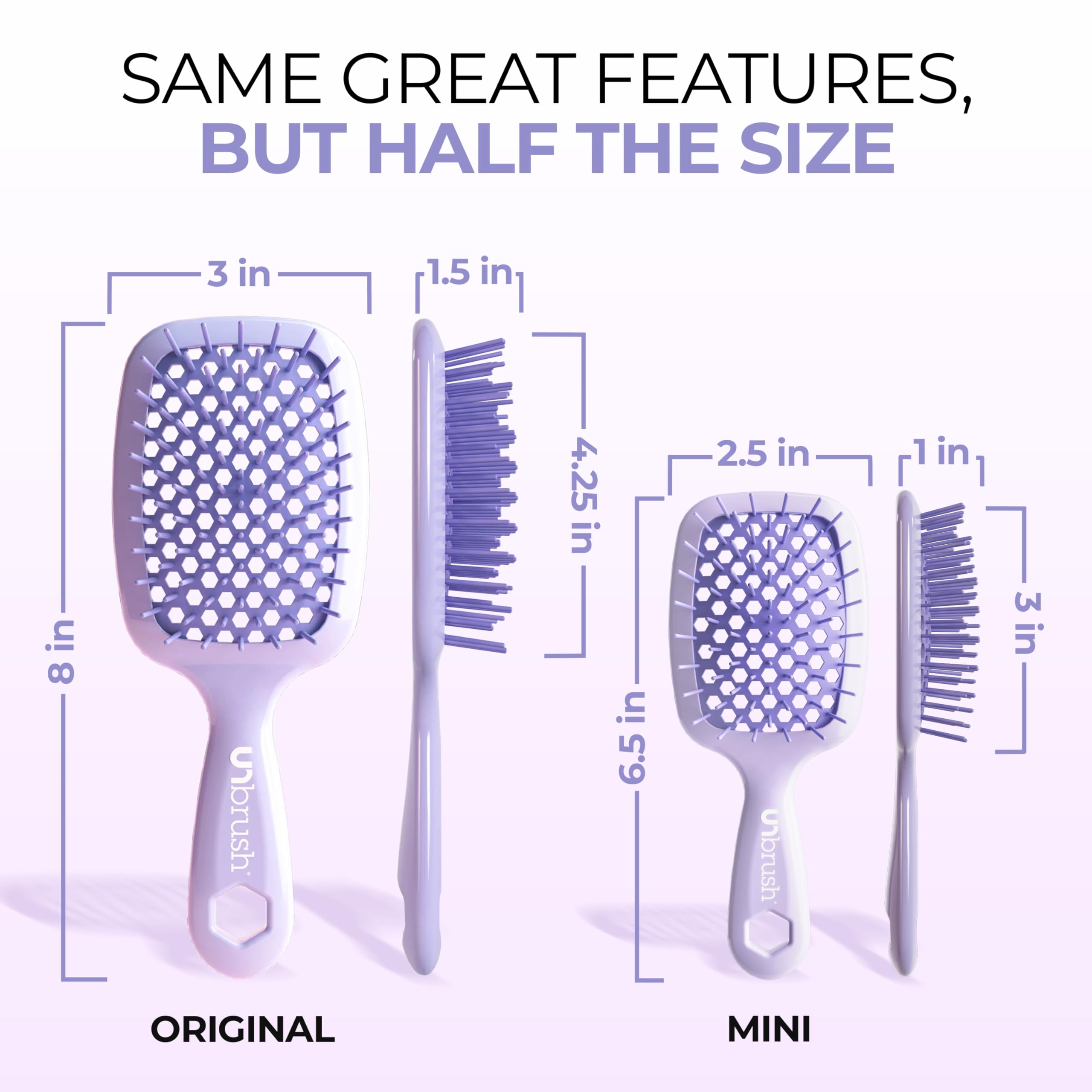 Brosse UNBRUSH mini ventilee, detangle efficace cheveux mouilles.