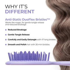 Brosse UNBRUSH mini detangleur pour cheveux secs, usage polyvalent.