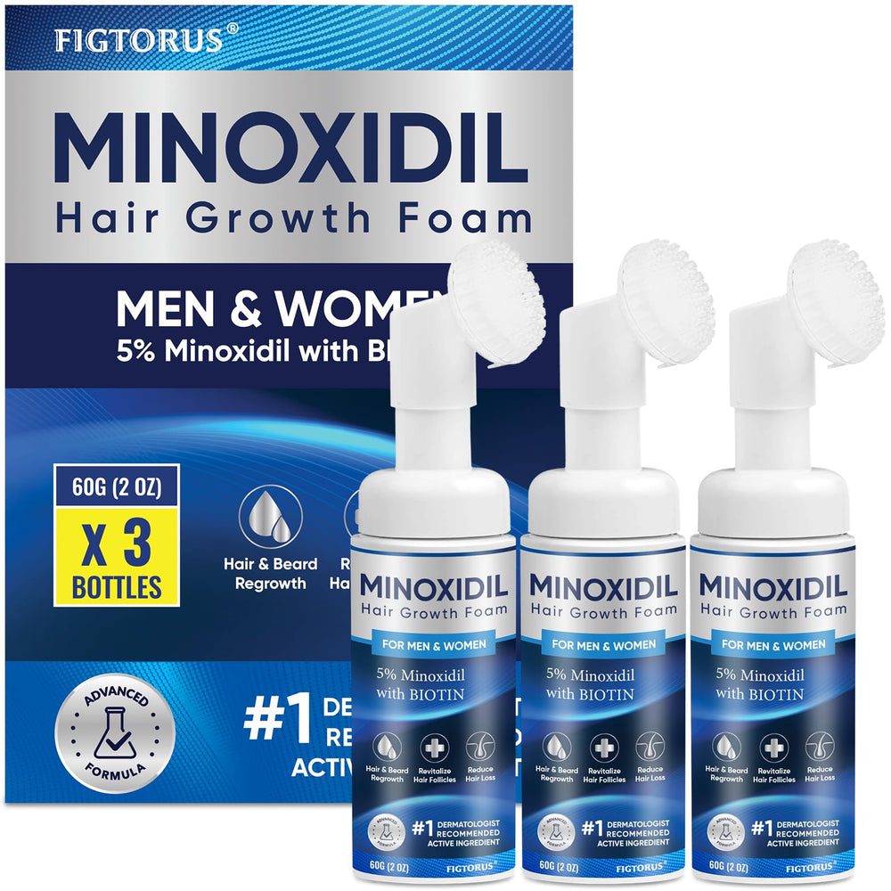 Figtorus Mousse Minoxidil : application sur cuir chevelu pour cheveux plus épais.