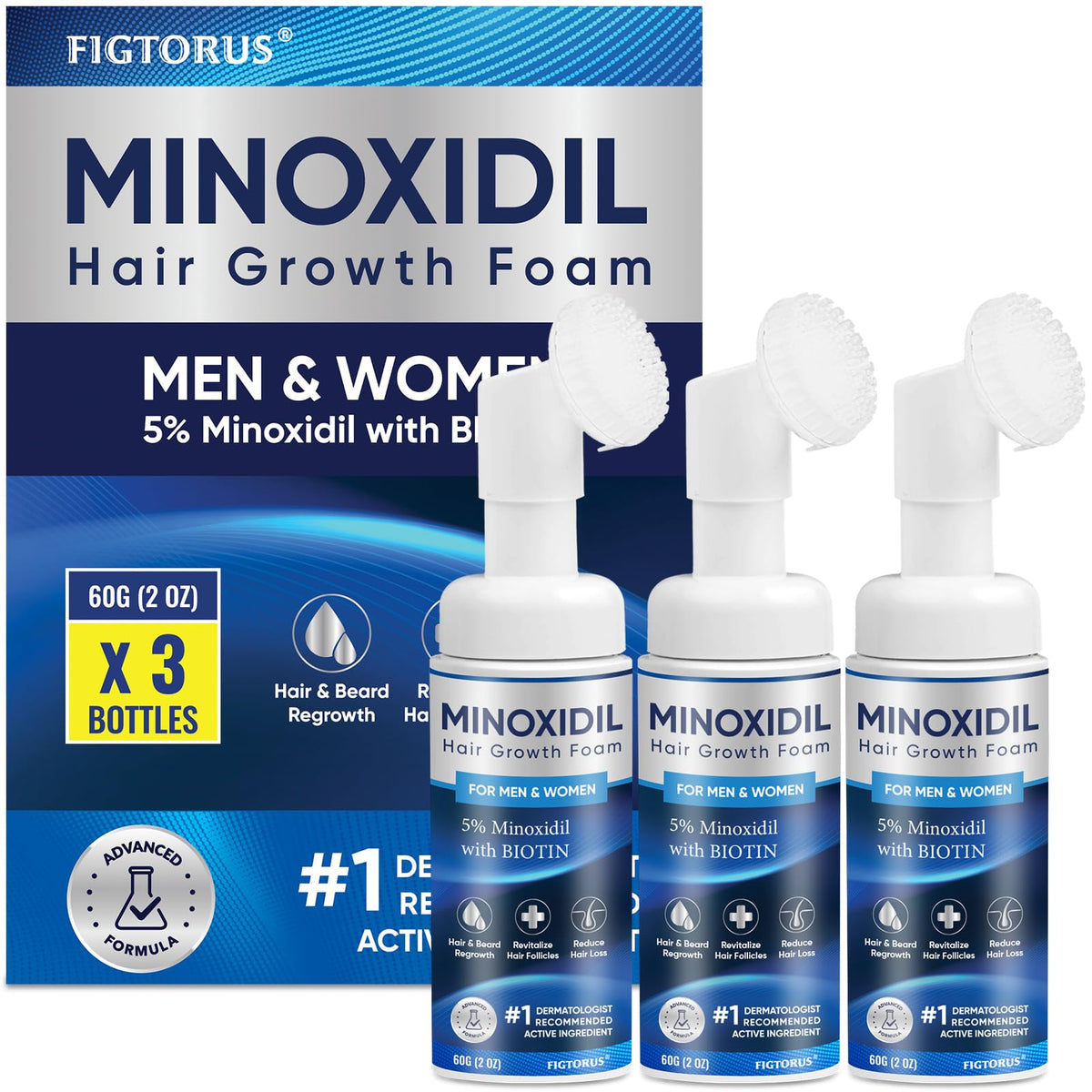 Figtorus Mousse Minoxidil : application sur cuir chevelu pour cheveux plus épais.