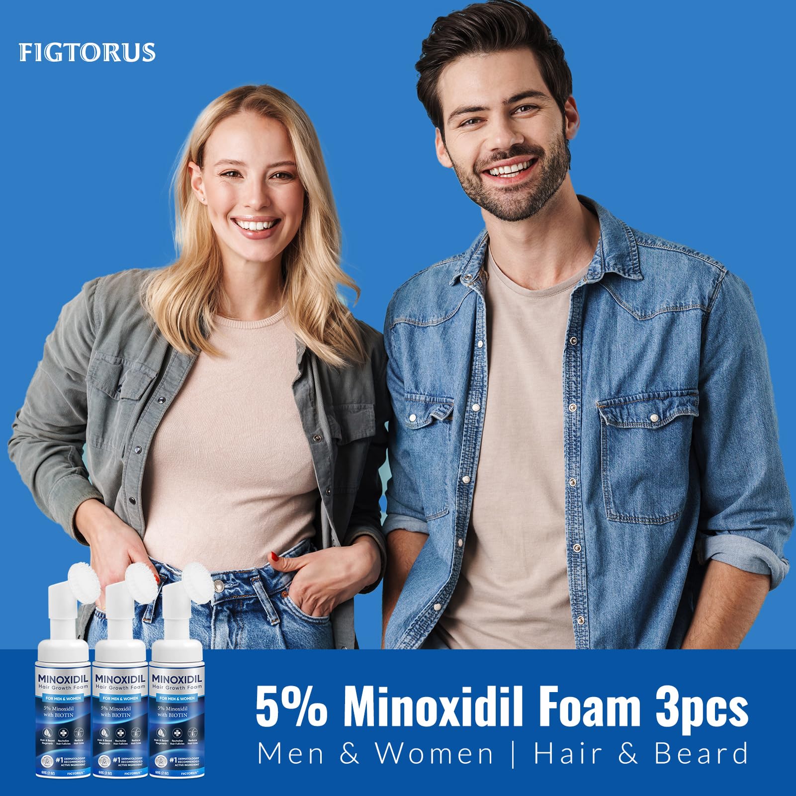 Figtorus Mousse Minoxidil : regard sur une chevelure visiblement plus dense.