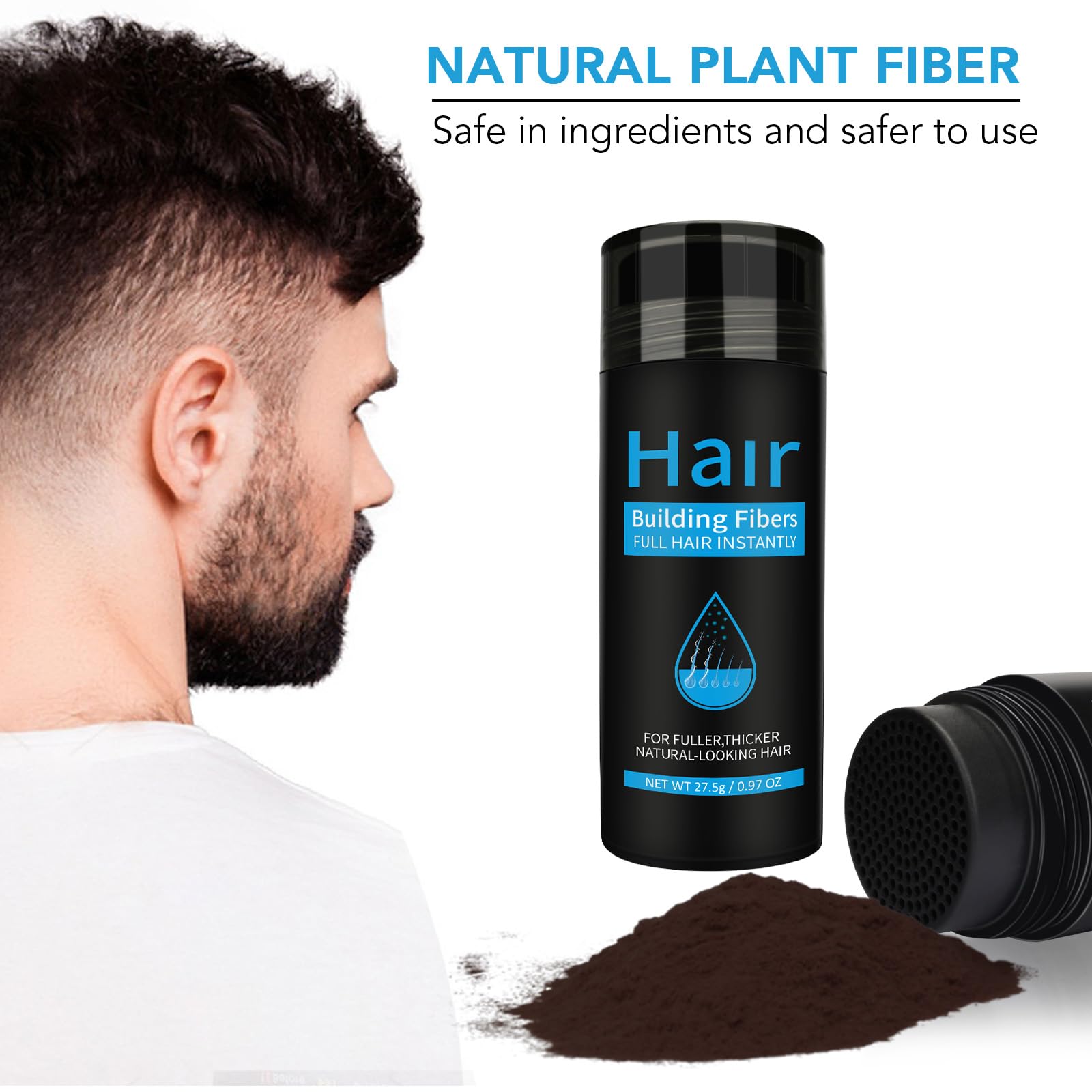 find back fibres capillaires brun foncé – Mélange naturel de kératine pour un rendu dense.