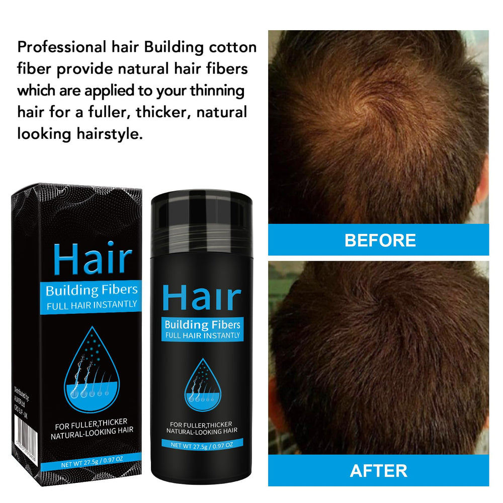 find back fibres capillaires brun foncé – Produit unisexe adapté à cheveux droits ou bouclés.
