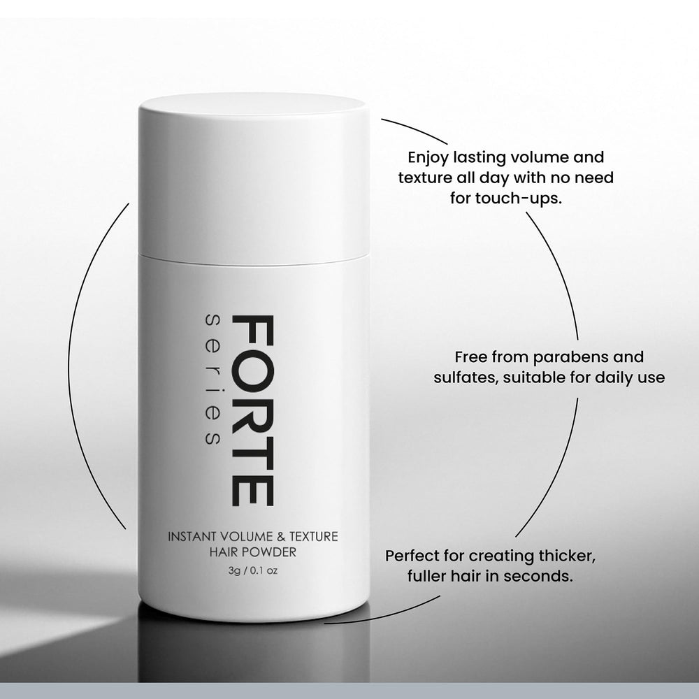 Fine hair shows increased volume after using Forte Series Texture Powder.