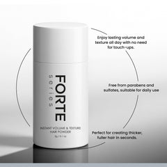 Fine hair shows increased volume after using Forte Series Texture Powder.