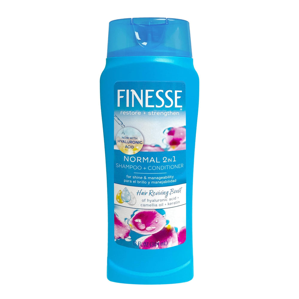 FINESSE, bouteille-shampoing-2-en-1, texture équilibrée pour tous types de cheveux.