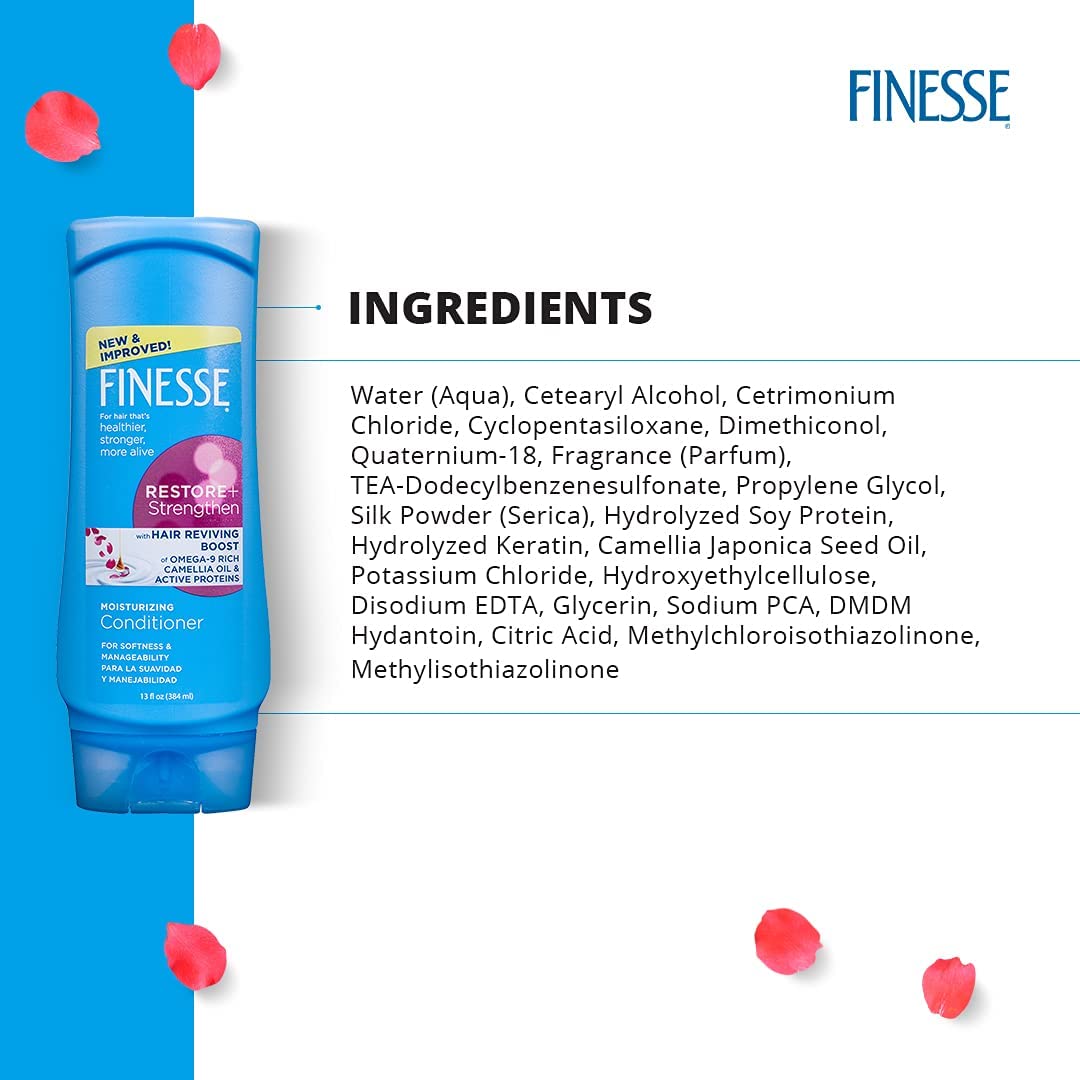 Finesse conditioner 13oz application showing smooth hair use.