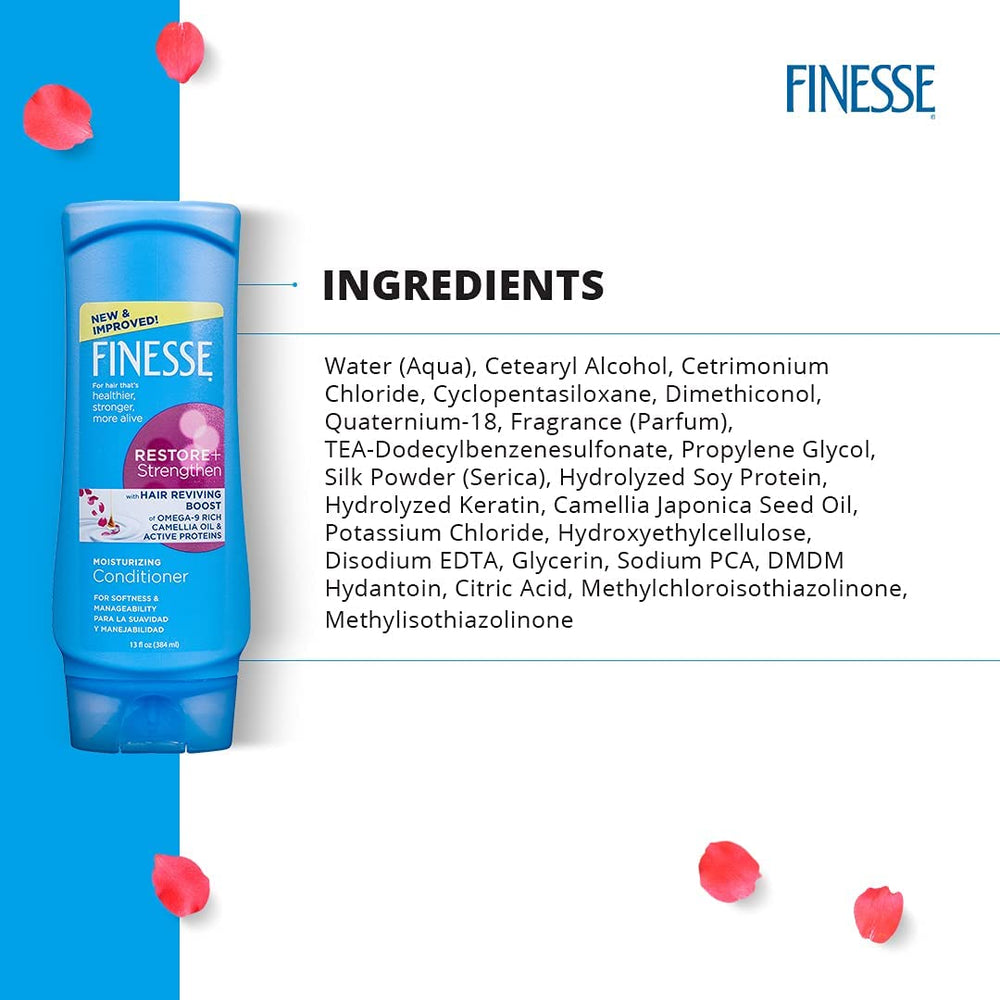 Finesse conditioner 13oz application showing smooth hair use.