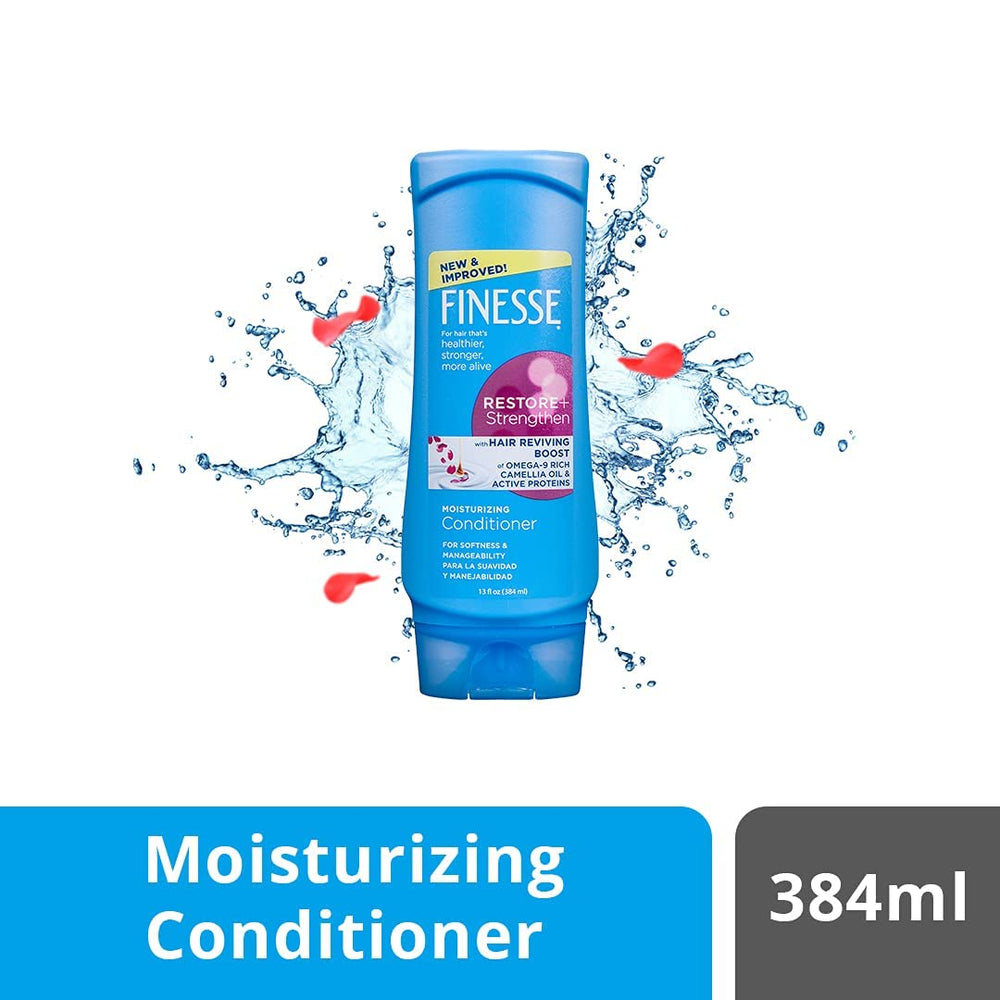 Finesse moisturizing conditioner three-pack front view for value and convenience.