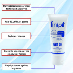 Finipil Lait 50 peau apaisée : douceur immédiate après épilation.