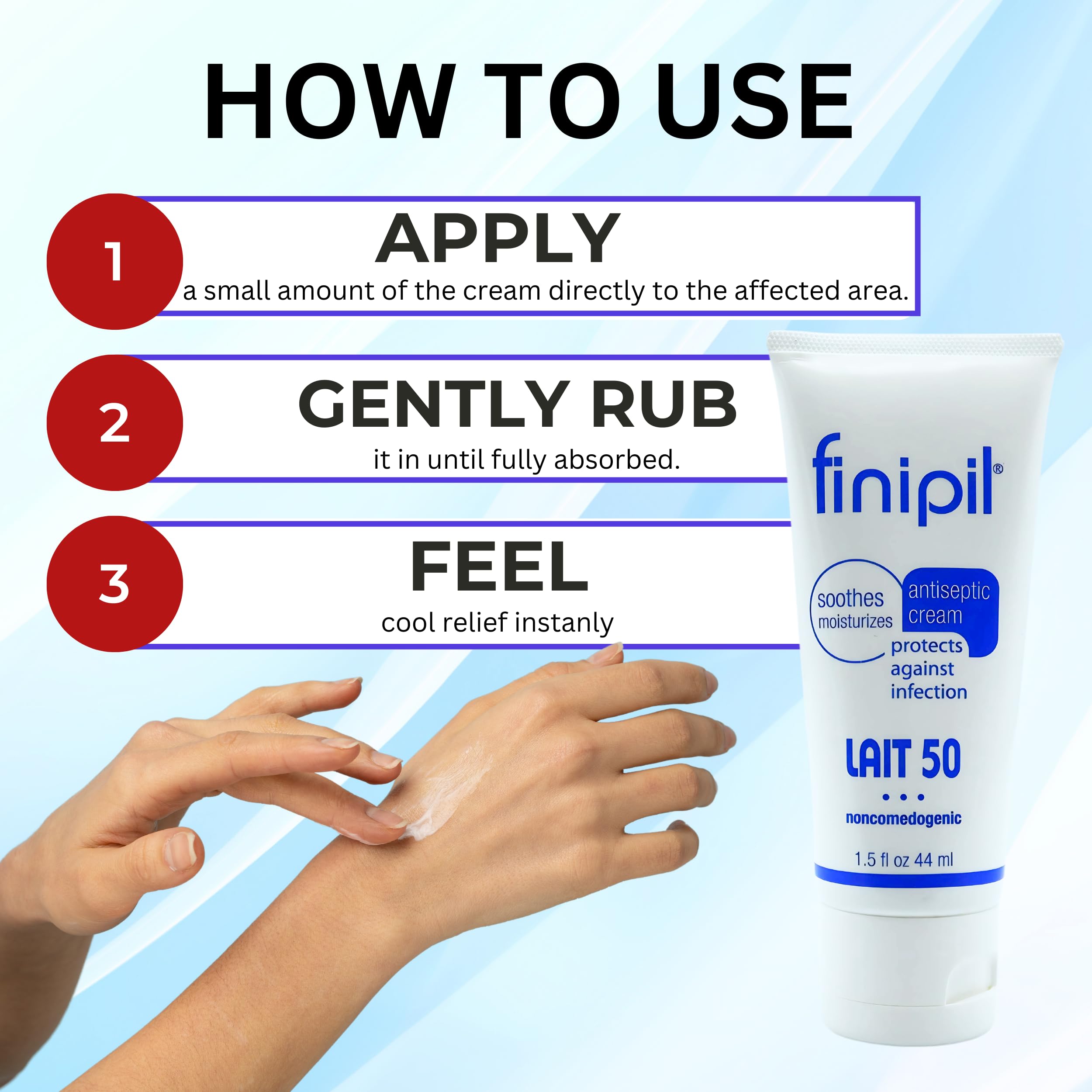 Finipil Lait 50 protection contre l'infection : aide à maintenir une peau saine.