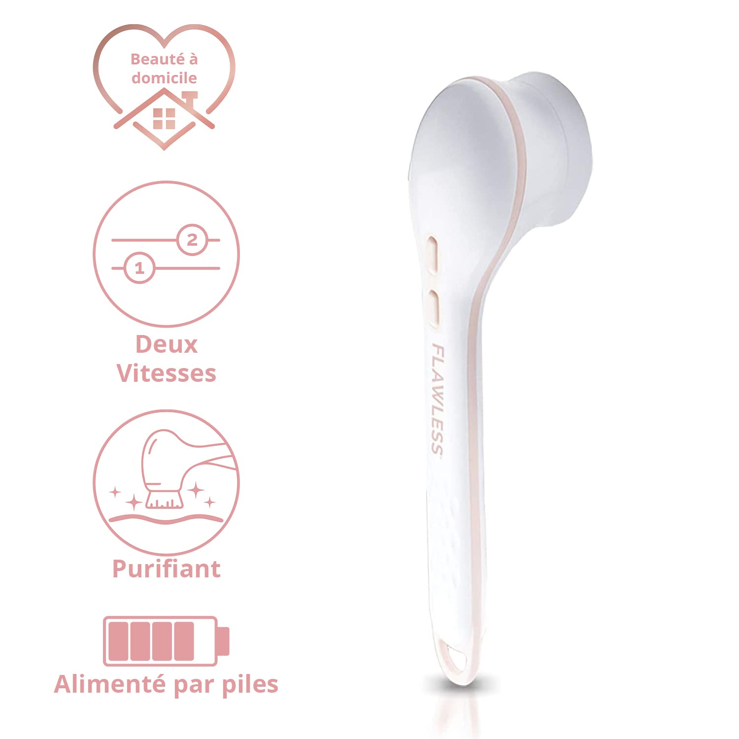 Brosse Finishing Touch Flawless Cleanse Spa tete-massage pour stimuler la circulation et revitaliser la peau.