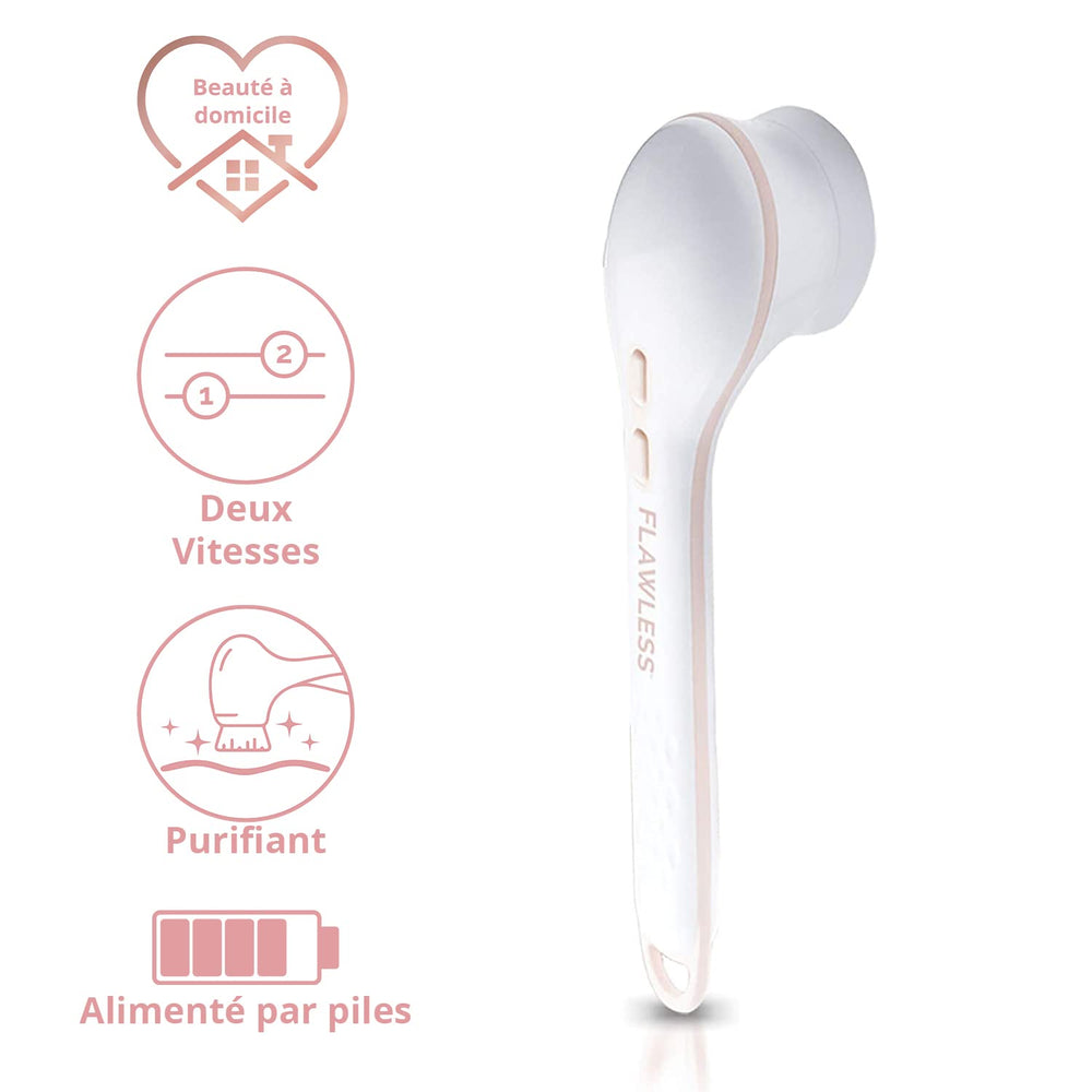 Brosse Finishing Touch Flawless Cleanse Spa tete-massage pour stimuler la circulation et revitaliser la peau.