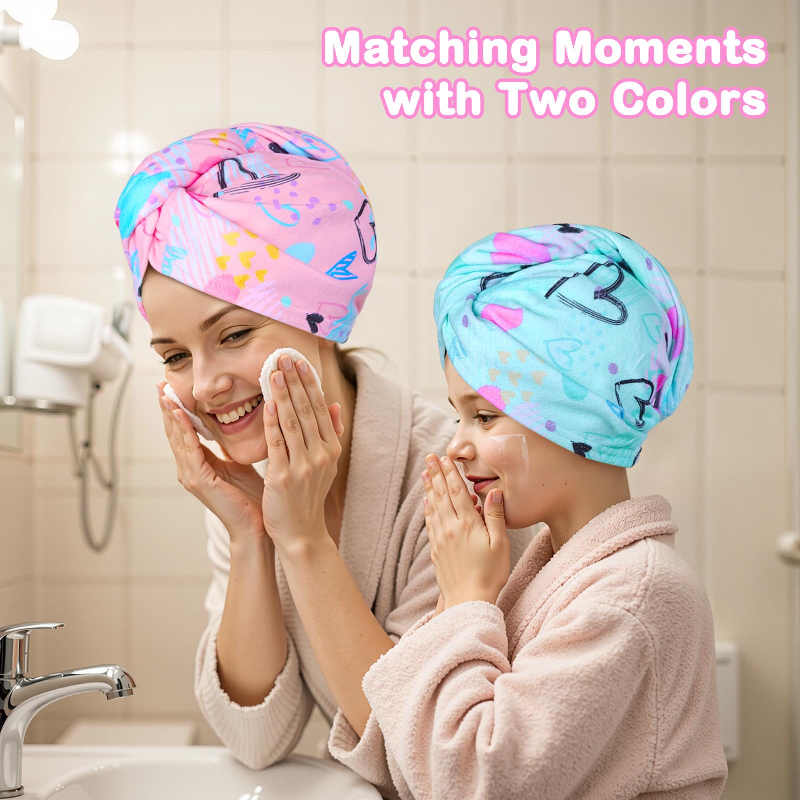 FIOBEE turbant cheveux microfibre, fermeture bouton, maintien sûr.