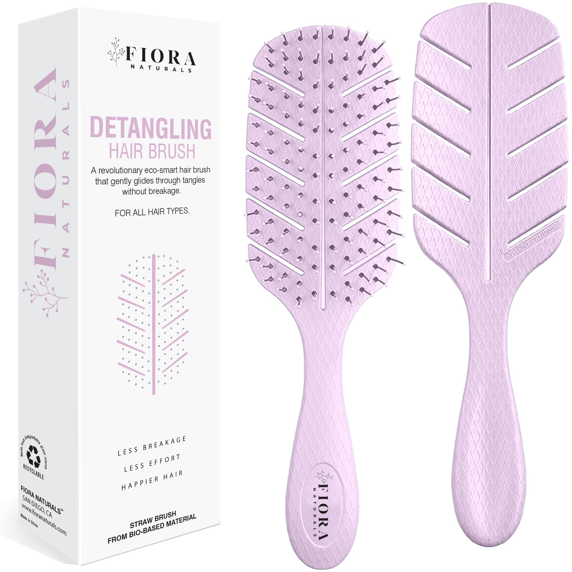 Brosse démêlante Fiora Naturals, brins ultra-doux pour démêler sans tirer.