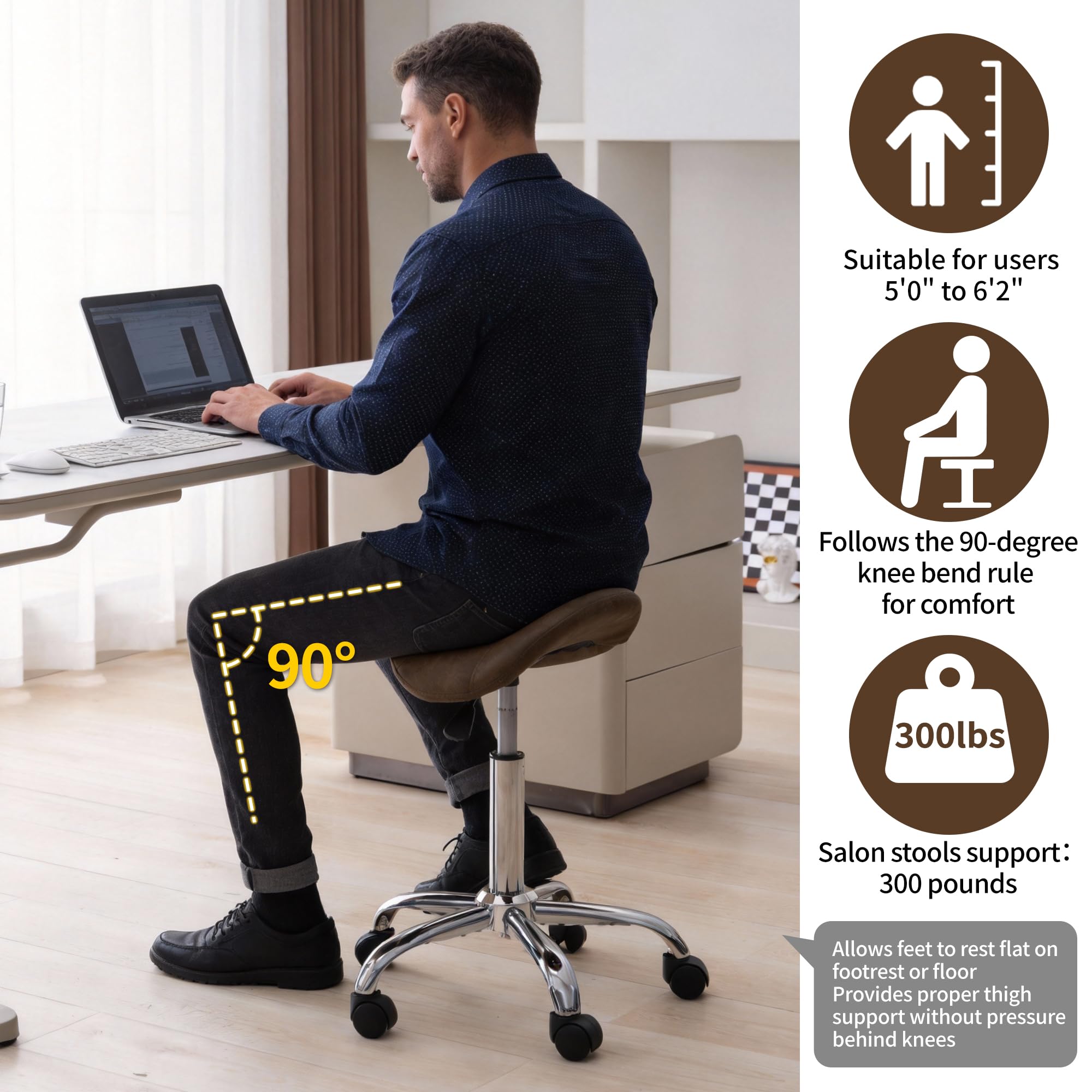 Selle cuir PU FIRAVOE haute densité, assise durable et confortable.