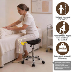FIRAVOE tabouret selle cuir PU noir offre durabilité et style professionnel.