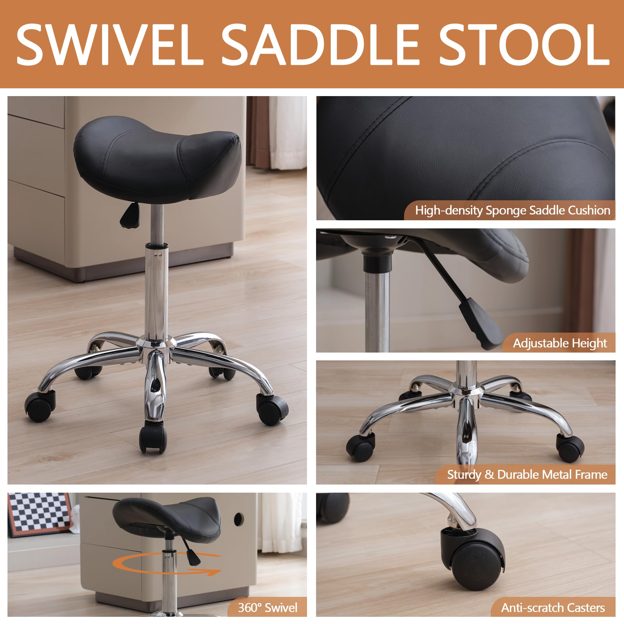 FIRAVOE tabouret selle usage salon-beauté idéal pour les séances prolongées.