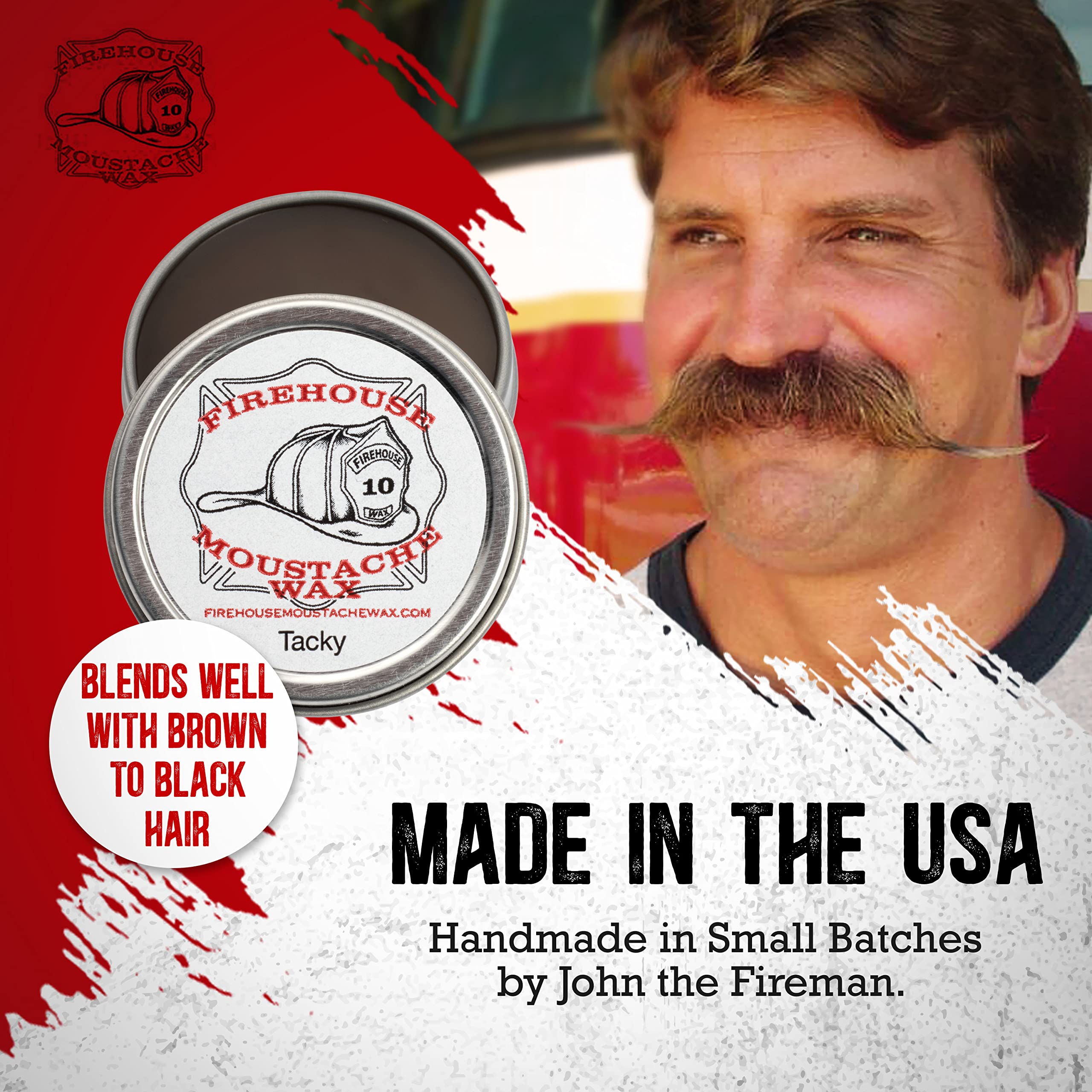 Firehouse Moustache Wax : application facile pour un modelage précis.