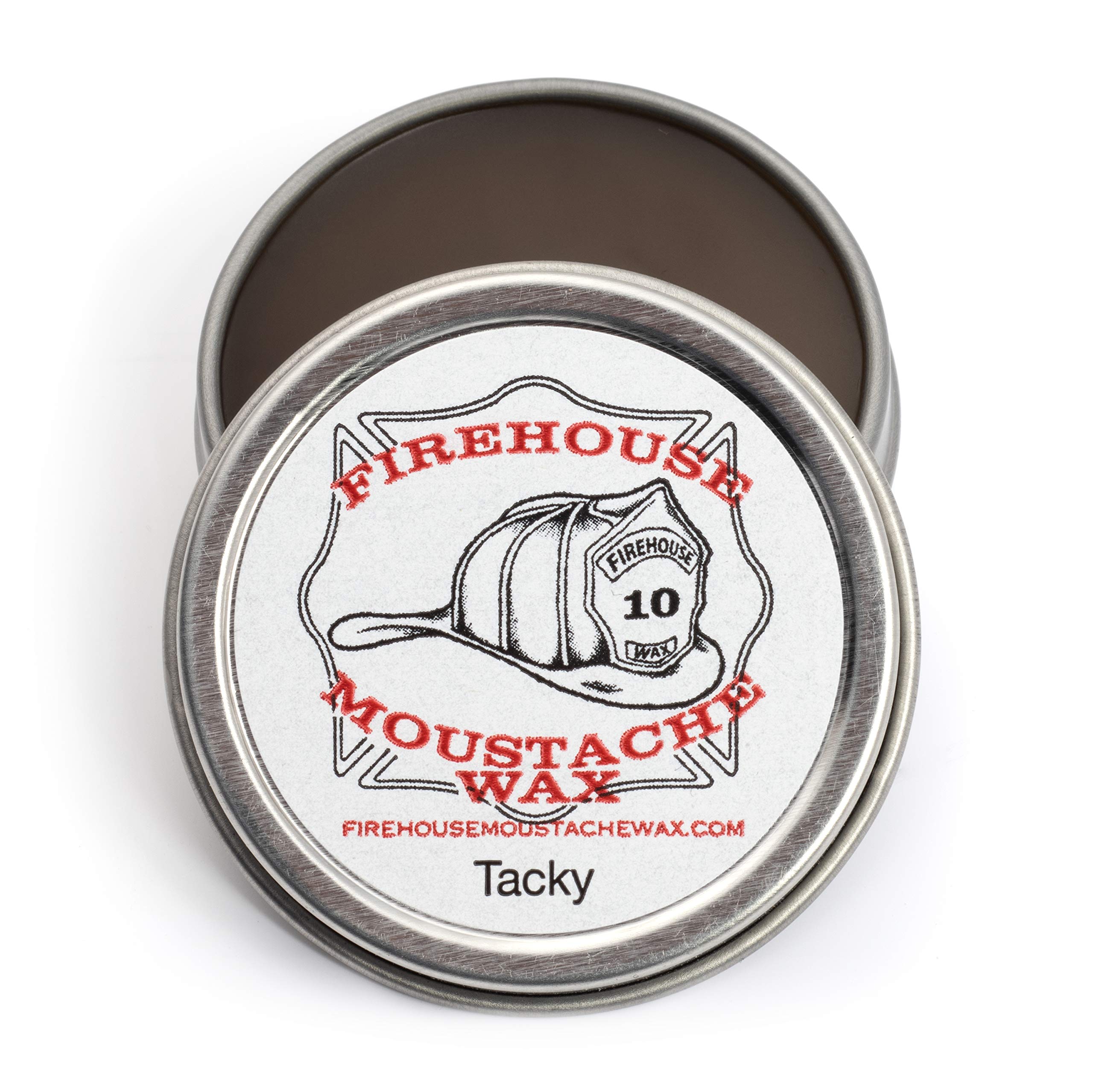 Boîte Firehouse Moustache Wax prête au coiffage rapide.