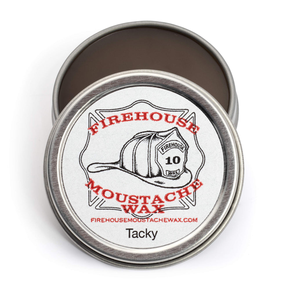 Boîte Firehouse Moustache Wax prête au coiffage rapide.