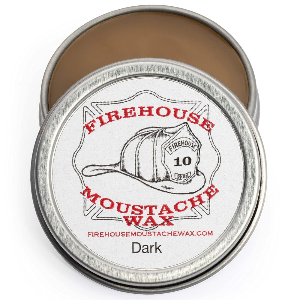 Cire Firehouse sombre dans son pot, tenue durable pour moustache et barbe.