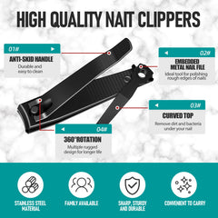 firiKer coupe-ongles noir mat, lime intégrée pour lisser les bords.