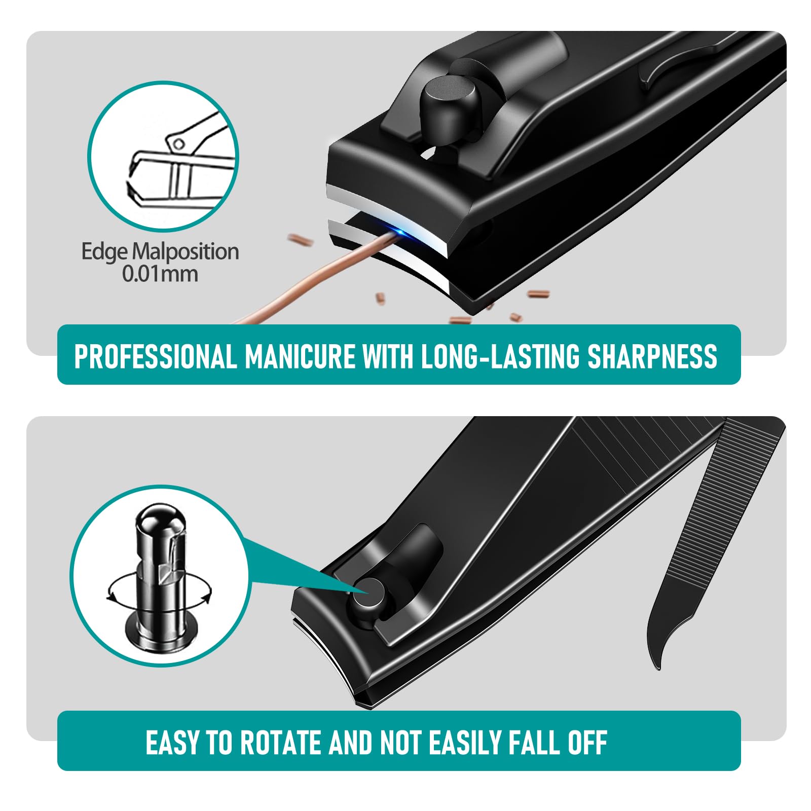 firiKer coupe-ongles noir mat adaptées pour ongles des mains et des pieds.