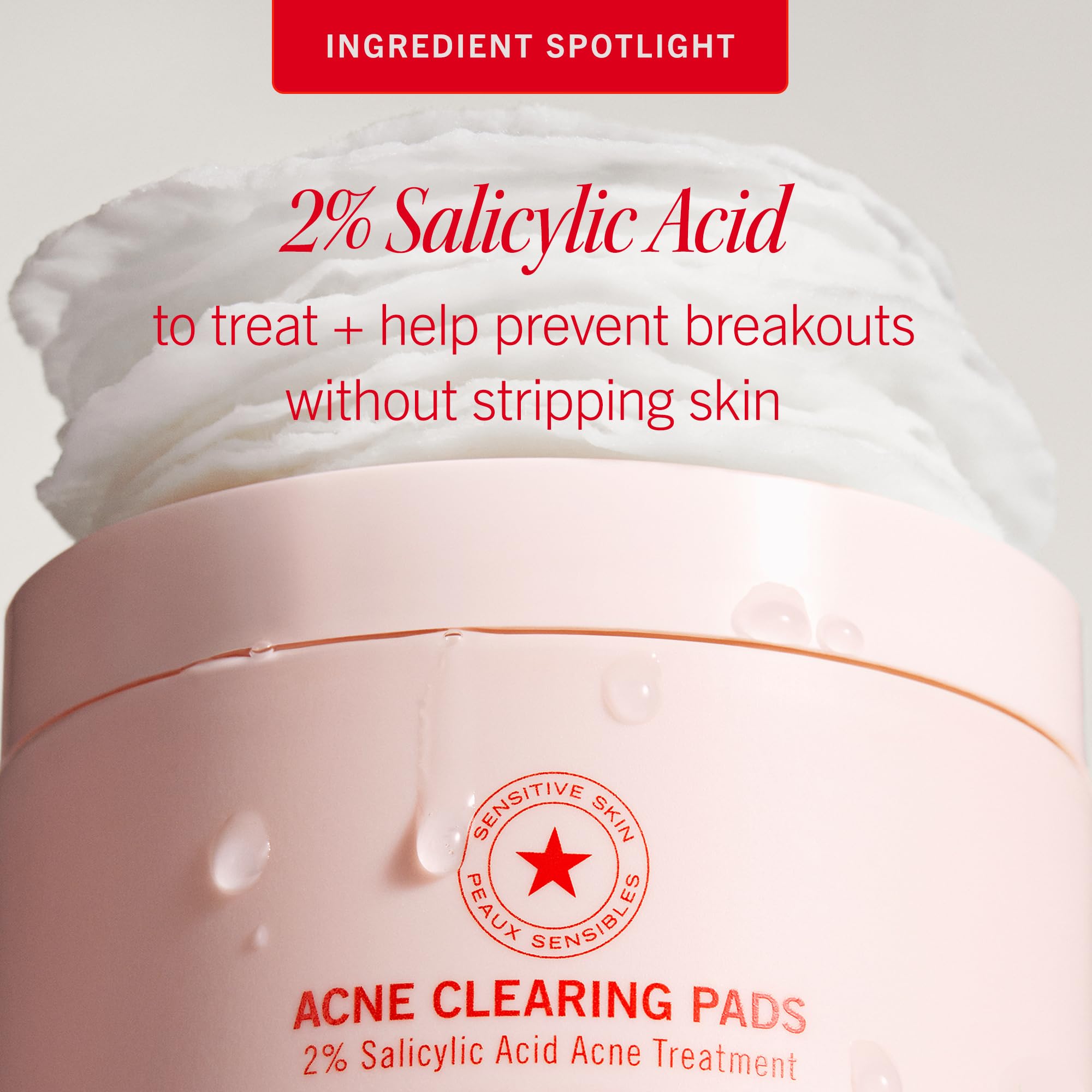 First Aid Beauty Acne Pads compostables, parfum artificiel absent.