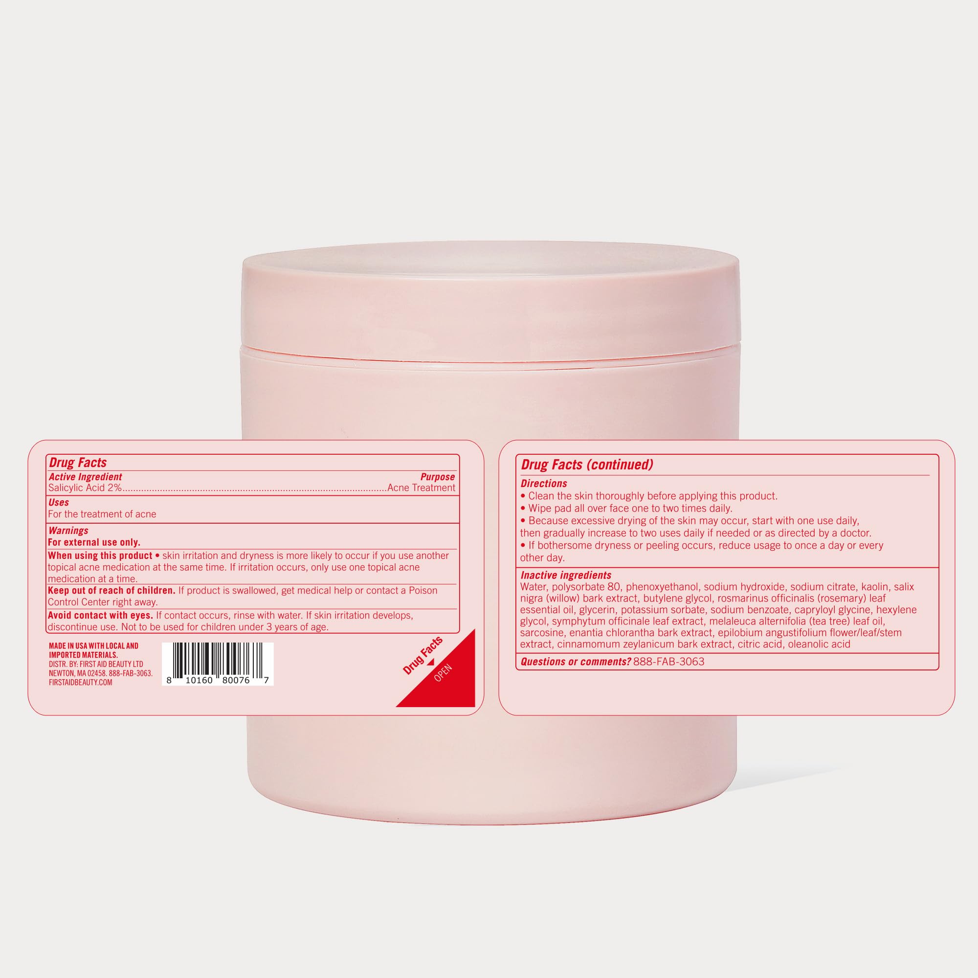 First Aid Beauty Acne Pads visage, aide potentielle à prévenir les nouvelles imperfections.