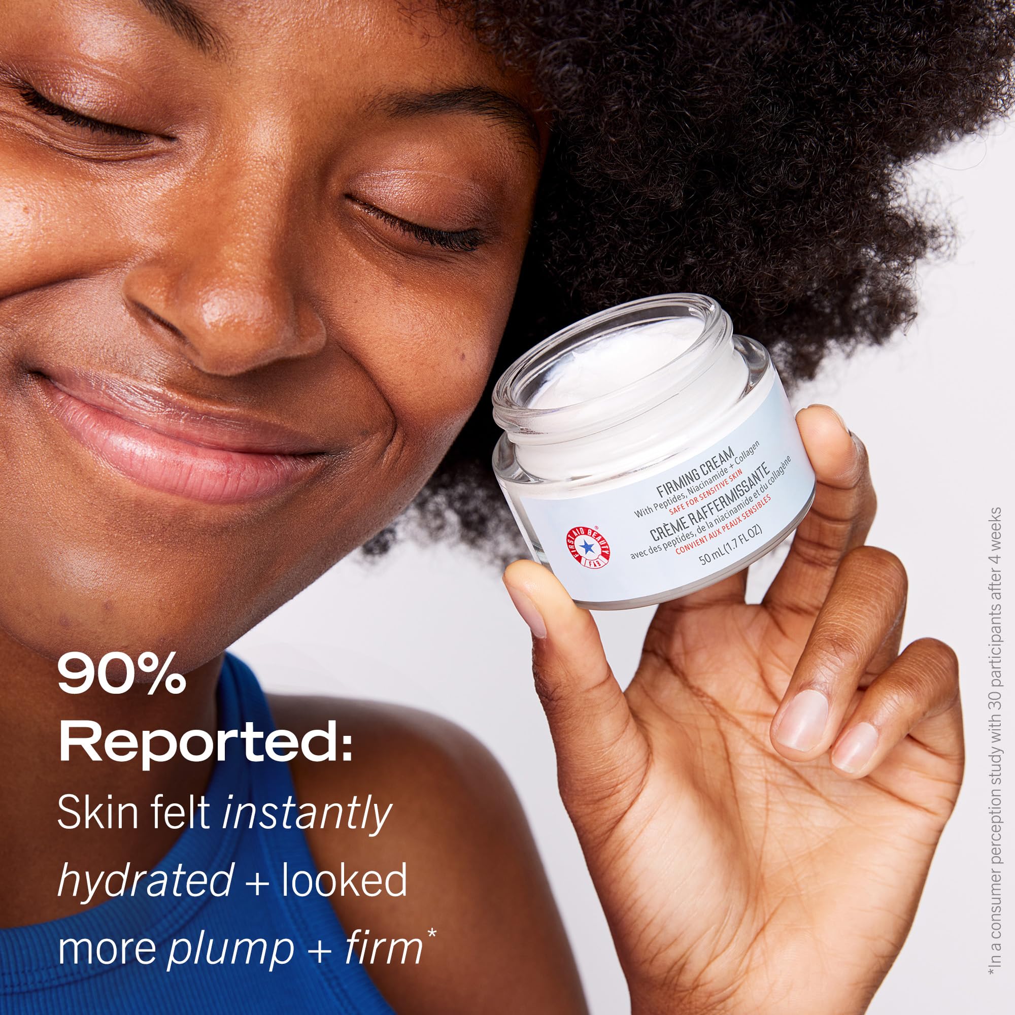First Aid Beauty échantillon swatch montrant hydratation et douceur sur la peau.